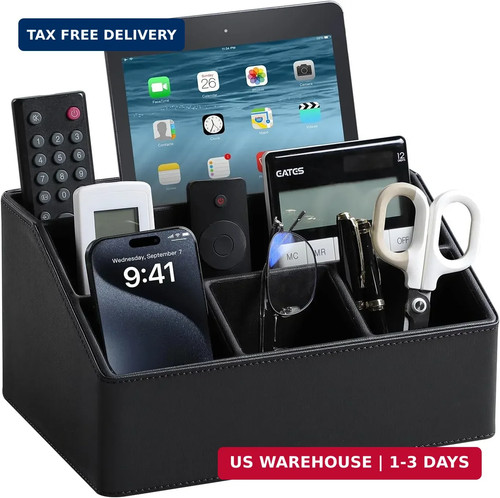 Leather desk organizer - leather,