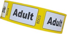 Adult Roll Ticket Yellow 1-1000 Roll, Adult Printed, admission entry sequential