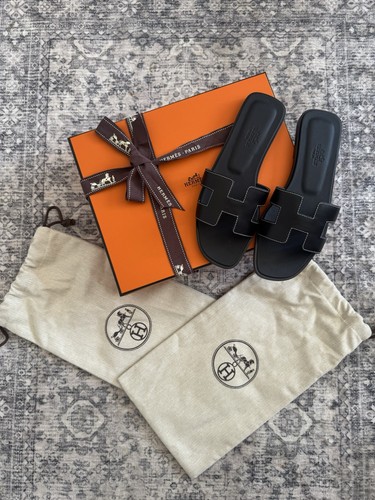 Hermès oran black leather - black,