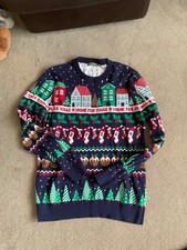 New Tu Christmas Jumper Mens Size Medium m navy blue home for Xmas unisex