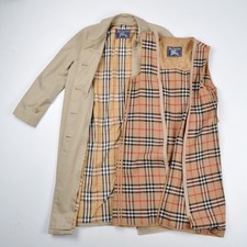 Women's Vintage BURBERRYS Beige Check Lined Trench Coat Wool Lining Size UK 14