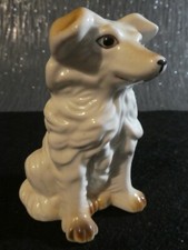 VINTAGE BROWN & WHITE ROUGH COLLIE / SHELTIE DOG PORCELAIN FIGURINE