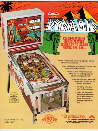 1977 gottlieb pyramid - gottlieb, pinball