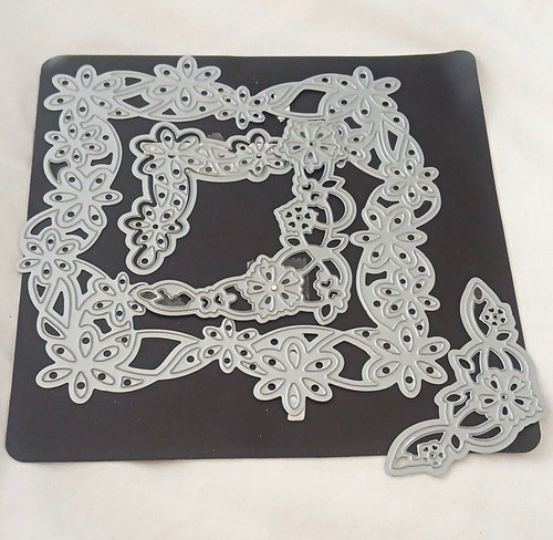 Floral square frame nested - square,