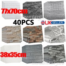 40PCS 3D Tile Brick Wall Sticker Self-adhesive Waterproof Wallpaper Foam  Panels
