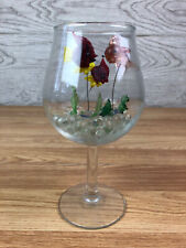 Clear Wine Glass With Glass Marbles And Glass Fish 