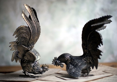 Large pair vintage fighting - large,