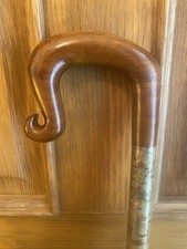 Shepherds Crook Hand Carved Elm Handle And Hazel Shank 120cm In Height