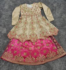Pakistani/Indian Style Girls Embroidered Lehnga Dress, Size 9-10 years