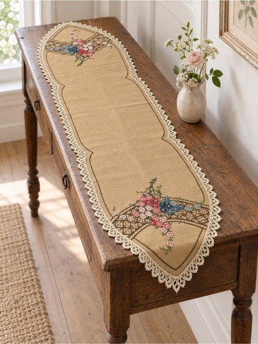 Vintage table runner - table, dresser