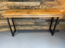 Vintage Mid Century Iroko Science Laboratory Table With Box Section Steel Frame