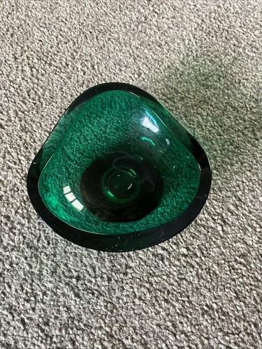 Vintage green glass ashtray - green,