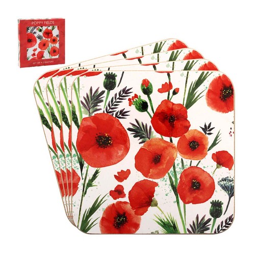 Coasters set poppy fields - of,