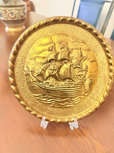 Vintage brass sailing ship - vintage,