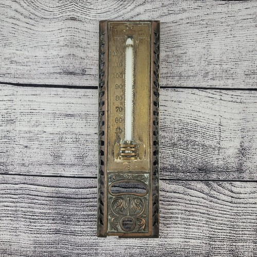 Antique brass thermometer - antique,