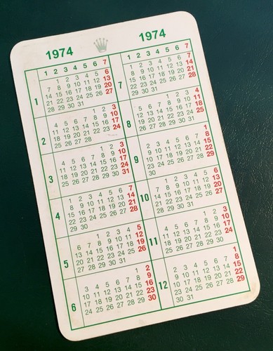 Rolex 1974 calendar 1016 - 1974, 6263