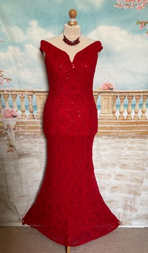 Evening dress red sequin - evening,