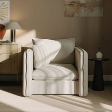 Cream Linen Look Armchair -