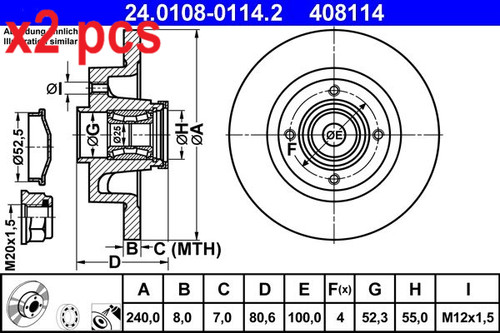 Pcs sides rear fits for - x2,