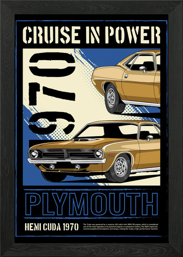 Hemi cuda muscle car - hemi, framed