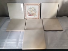 Vintage Italian Terracotta Wall Tile Vintage 1x Fruit Design and 6x cream 15x15
