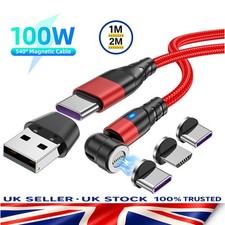 6‑in‑1 Magnetic Super Fast Charge Cable – USB C | Micro USB | IOS, 3 A PD 100 W