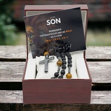 Gift For Son - Volcanic Rosary Beads Religious Gift Confirmation / Birthday Gift