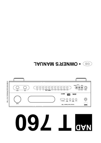 Owner manual for nad t760 - manual,