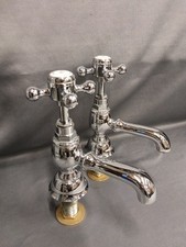 CHROME RETRO BATHROOM BASIN TAPS, RECLAIMED & FULLY REFURBISHED BASIN TAPS D4