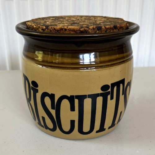 Ceramic biscuit jar with cork - ceramic,