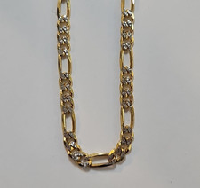9ct Yellow And White Gold Figaro Chain, 22 Inches