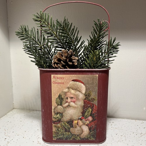 Vtg metal santa christmas - metal,