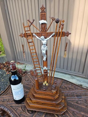 Antique wood carved crucifix