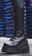 Rare Size 9 UK. Demonia Shaker 72 Matt Black. Platform. Goth. Immaculate. Boxed