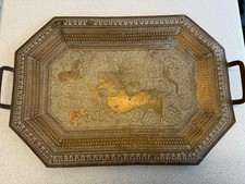 Antique Indian Brass Tray With