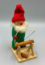 TOMTE Saw Cutting Firewood SWEDEN 7" CHRISTMAS Wood Figure Swedish Folk Art 0583