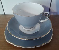 Colclough (Harlequin Ballet) vintage grey cup, saucer and side plate (trio)