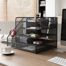 Mesh Desk Organiser 5-Tier Letter Tray with Drawer & Pen Holders | Vertical