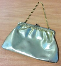 1960s Gold Vinyl Handbag 8”