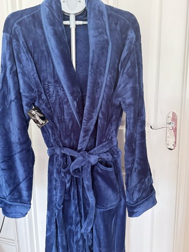 Navy plush dressing gown no - gown, xl
