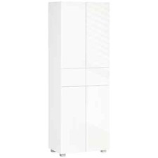 Tall Kitchen Storage Cupboard Cabinet Pantry White Freestanding Unit high gloss