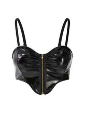 Size L(34D,36C,38A,38B) PU Leather Zipper Bra, Sexy Chest Compression, z1