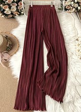 WOMENS LADIES CRINKLE TROUSERS