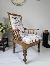  Arts and Crafts Armchair Reupholstered Floral Design Delivery Available 