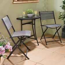 Folding Half Bistro Set - Half-Moon Table & 2 Foldaway Chairs