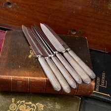 Vintage Gladwin Sheffield Stainless Dinner Knives Set Of 6 Silver Plated Handles