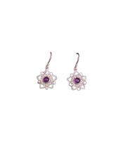 Silver Earrings Drop Stone Flower Fair Trade Hand Made Ethical Jewellery Gift