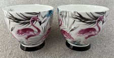 Portobello By Inspire Pink Flamingo Footed jumbo Mugs Cup Bone China x2 (pair)