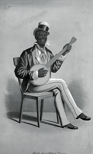 Banjo player minstrel show - player,