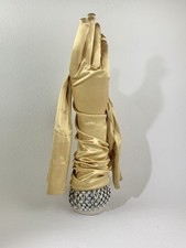 Vintage 1960s Inspired Gold Nylon Stretch Opera Gloves 21 Inches Size 7
